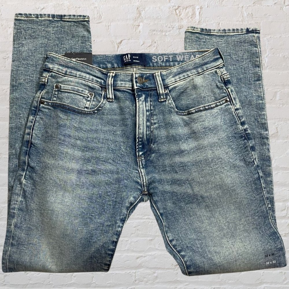 NWT Men's GAP 1969 Soft Wear Acid Wash Skinny Flex Max Jeans